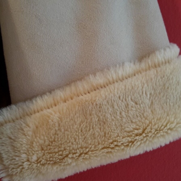 LH Sport Beige Faux Suede Shearling Coat Size M - Picture 5 of 8